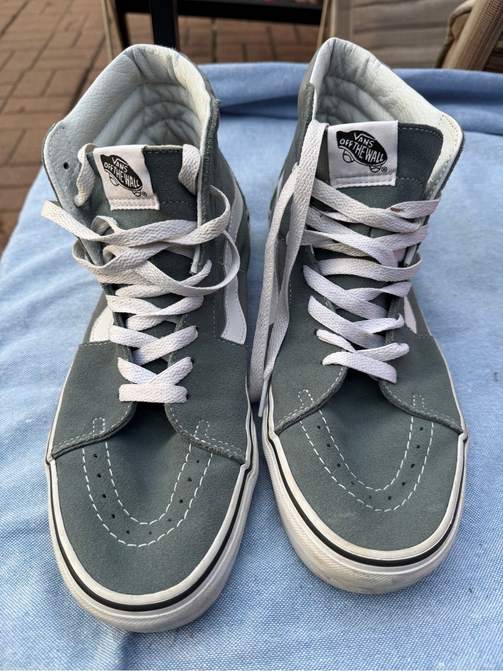 Vans High-Top Sneakers in Gray and White